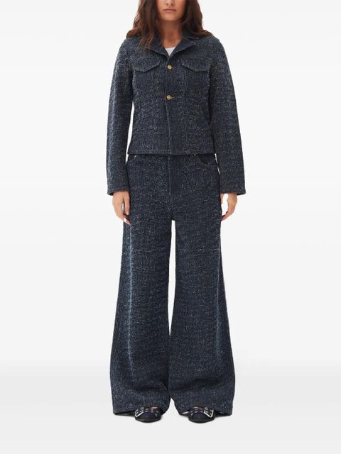 GANNI fluffy denim fitted blazer - Blue