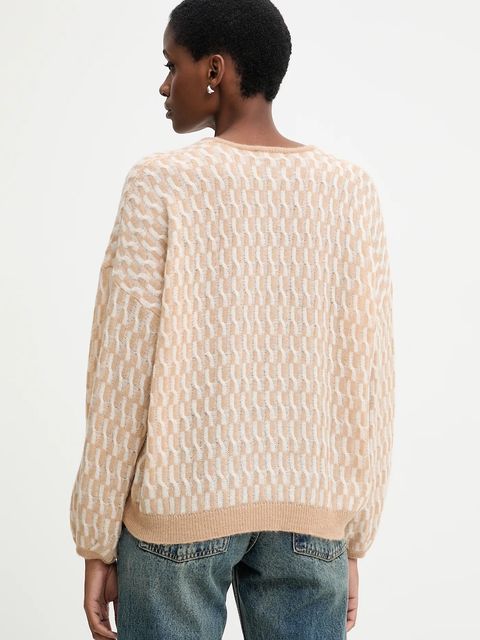 United Colors of Benetton sweter z dodatkiem wełny damski kolor beżowy lekki 1012E403C - zdjęcie produktu nr 2