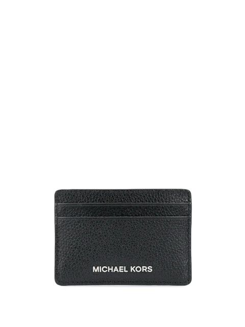 Michael Kors logo embossed grained leather cardholder - Black - zdjęcie produktu nr 1