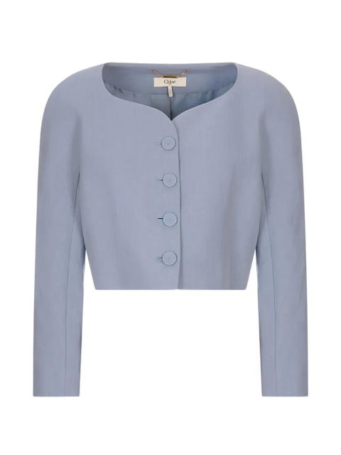 Chloé button-up cropped jacket - Blue - zdjęcie produktu nr 1