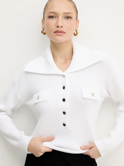 Liu Jo sweter damski kolor biały lekki MF5373 MS99E