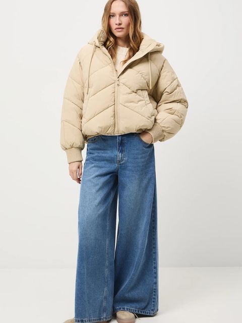 Medicine kurtka damska kolor beżowy zimowa oversize - zdjęcie produktu nr 1