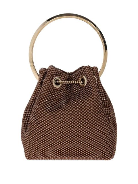 Jimmy Choo Bon Bon shimmering-mesh handbag - Brown