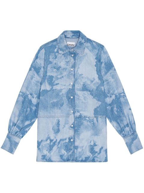 GANNI bleach-wash denim shirt - Blue - zdjęcie produktu nr 1