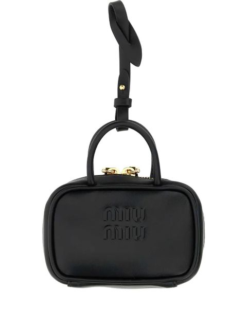 Miu Miu embossed-leather top-handle keychain - Black - zdjęcie produktu nr 1
