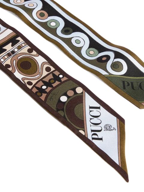 PUCCI mixed-print silk twill scarf - Brown - zdjęcie produktu nr 2