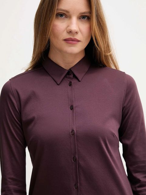 Mos Mosh koszula bawełniana damska kolor fioletowy regular z kołnierzykiem klasycznym - zdjęcie produktu nr 2