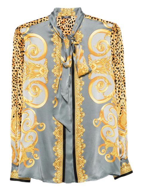 Versace cheetah foulard silk lavallière shirt - Grey - zdjęcie produktu nr 1