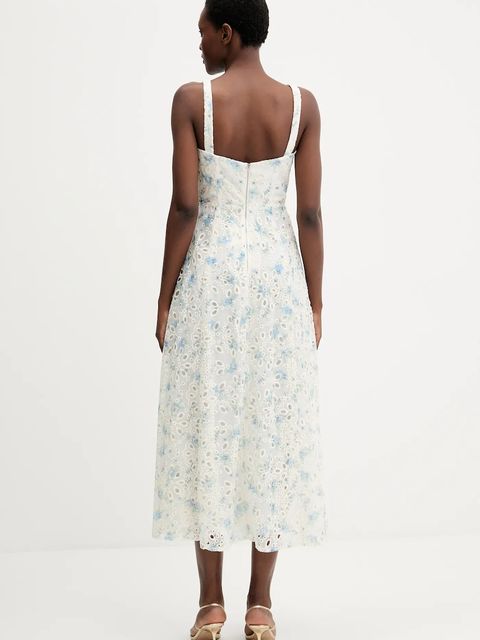 Bardot sukienka kolor biały maxi rozkloszowana 58655DB3