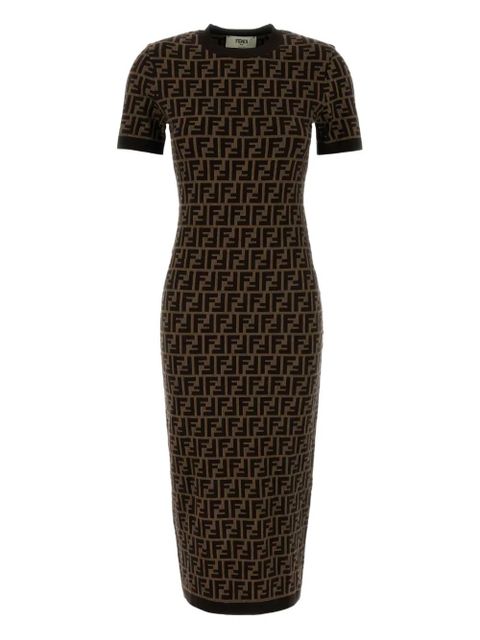 FENDI jacquard fitted mini dress - Brown - zdjęcie produktu nr 1