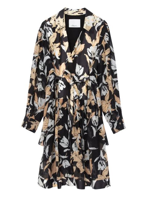 3.1 Phillip Lim floral-print belted midi dress - Black - zdjęcie produktu nr 1