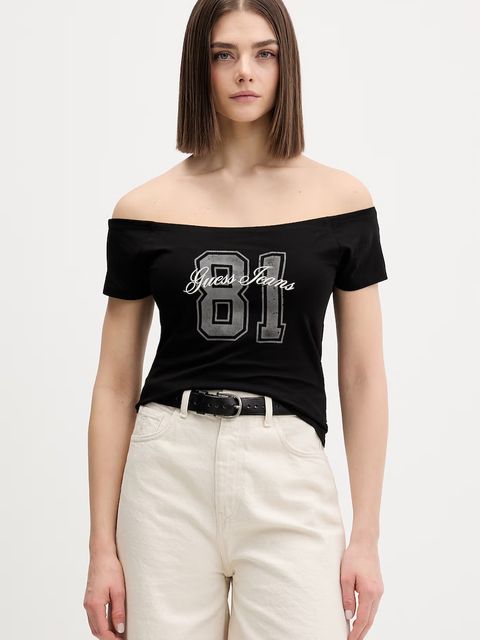 Guess Jeans t-shirt damski bawełniany z elastanem - zdjęcie produktu nr 2