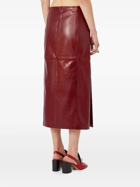 Sportmax slit-detail leather midi skirt - Red