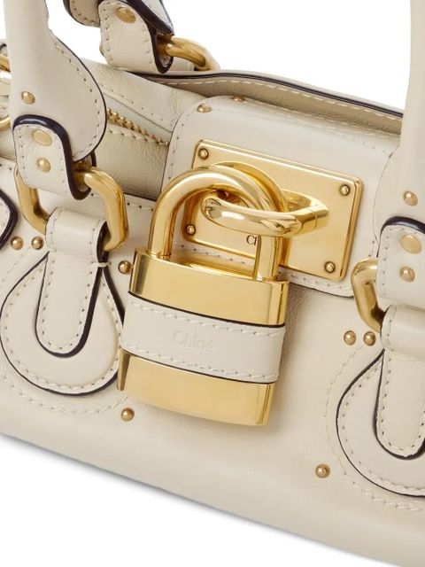 Chloé small Paddington padlock leather tote bag - Neutrals