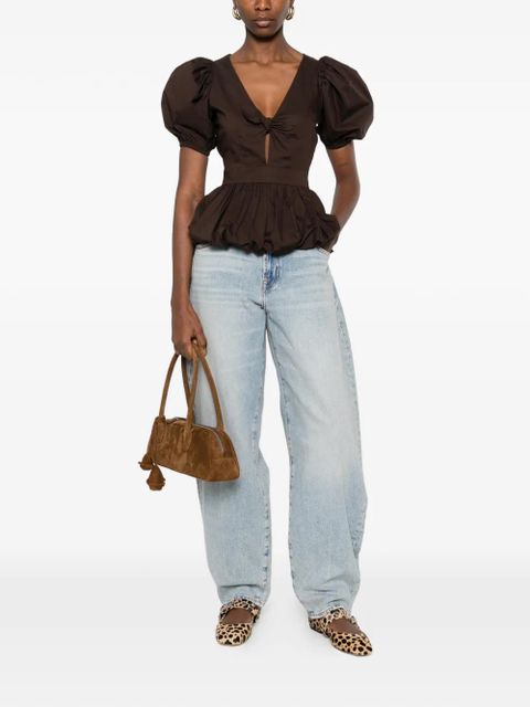 ROTATE BIRGER CHRISTENSEN puff-sleeve top - Brown - zdjęcie produktu nr 2