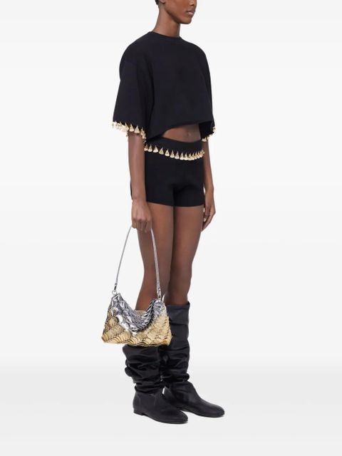 Rabanne knitted cropped T-shirt - Black