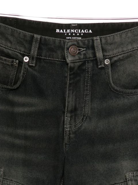 Balenciaga whiskering-effect cargo jeans - Black