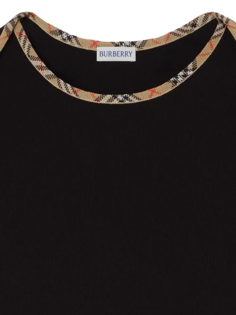Burberry Check trim stretch cotton T-shirt - Black - zdjęcie produktu nr 2