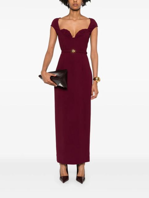 Rowen Rose belted cap-sleeve maxi dress - Red