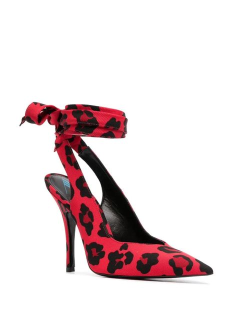 The Attico leopard-print pointed-toe pumps - Red - zdjęcie produktu nr 2