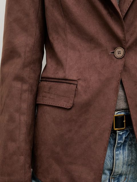 Answear.LAB marynarka kolor brązowy jednorzędowa gładka