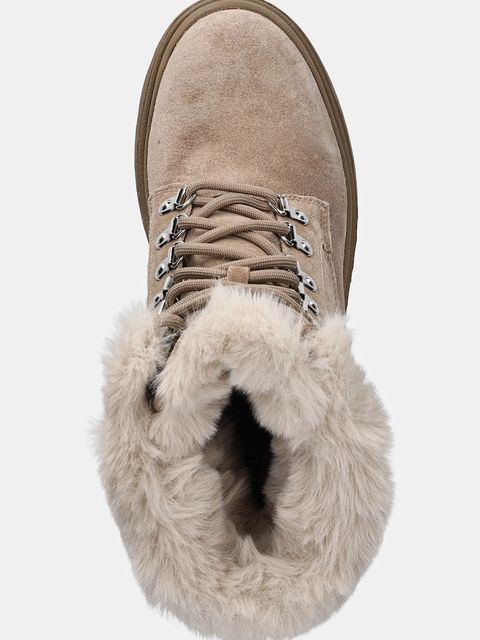 Guess workery zamszowe YARELI damskie kolor beżowy na słupku lekko ocieplone FLFYRL SUE10