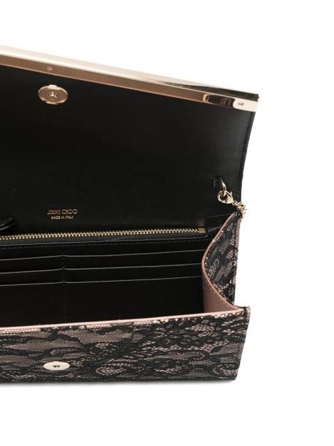 Jimmy Choo Emmie lace chain clutch bag - Black
