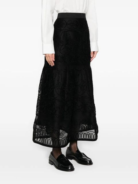 Maje floral midi skirt - Black