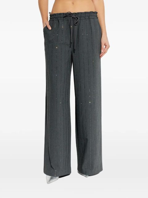Self-Portrait beaded drawstring trousers - Grey