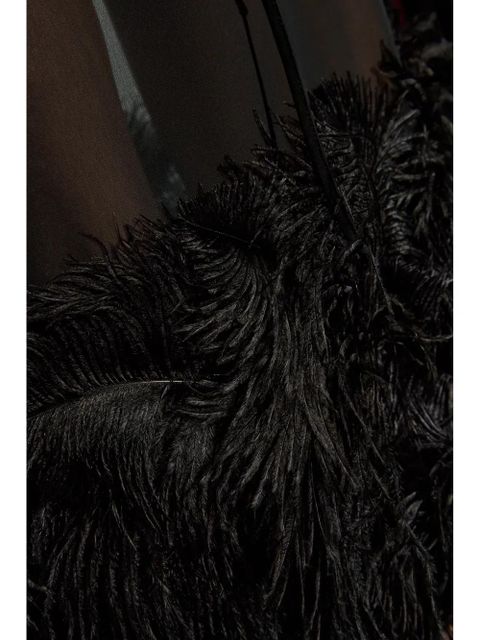 The Attico feather-trim midi skirt - Black