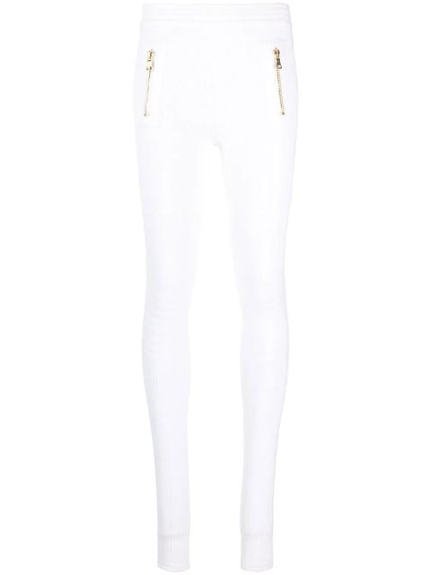 Balmain panelled slim-cut leggings - White - zdjęcie produktu nr 1