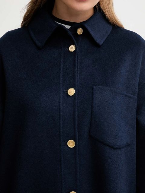 Tommy Hilfiger kurtka z dodatkiem wełny kolor granatowy przejściowa oversize WW0WW46558 - zdjęcie produktu nr 2