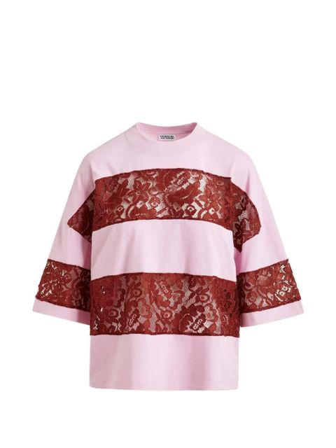 Essentiel Antwerp lace-striped T-shirt - Pink - zdjęcie produktu nr 1