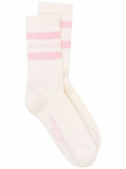Golden Goose distressed-effect striped cotton socks - White - zdjęcie produktu nr 1