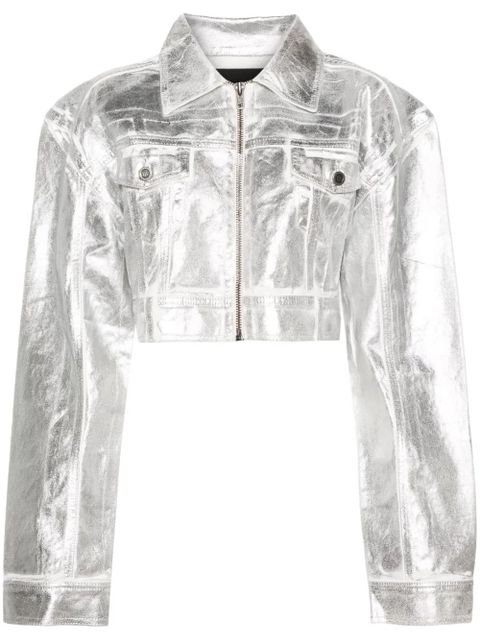 ROTATE BIRGER CHRISTENSEN metallic denim jacket - Silver