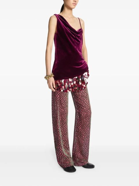 DRIES VAN NOTEN cowl-neck velvet top - Purple