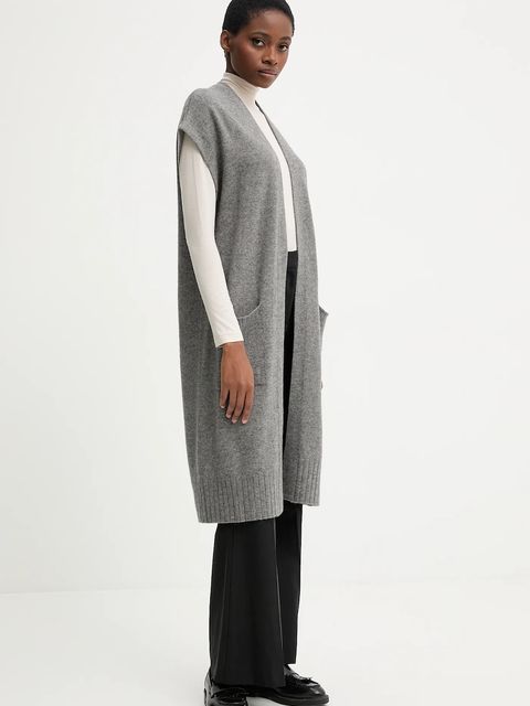 United Colors of Benetton kardigan z dodatkiem wełny damski kolor szary 122HD6051 - zdjęcie produktu nr 2