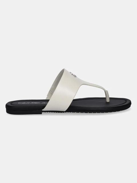 Calvin Klein Jeans japonki FLAT SANDAL TOEPOST MG damskie kolor beżowy na płaskim obcasie YW0YW01691 - zdjęcie produktu nr 2