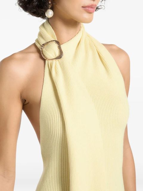Manière De Voir Elodie draped halterneck knitted top - Yellow
