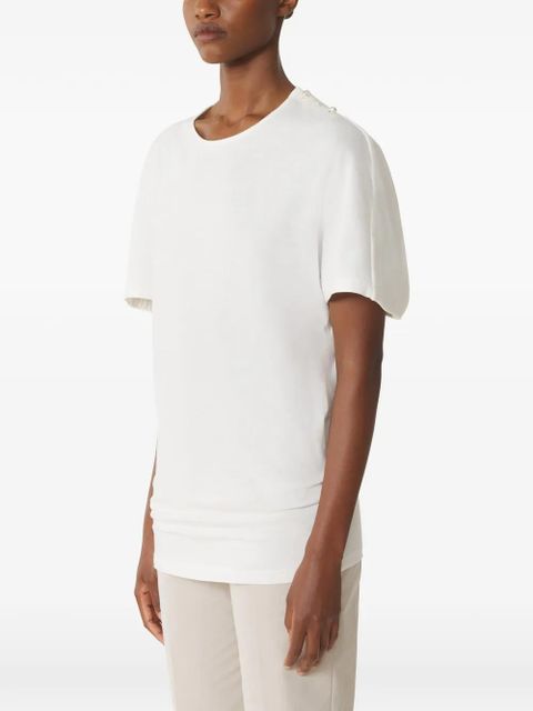 Lanvin cape-effect embellished T-shirt - White