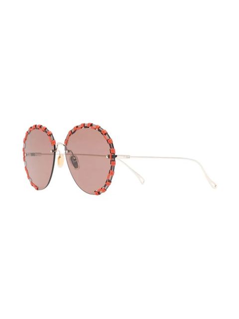 Chloé Eyewear stitching-detail round-frame sunglasses - Orange - zdjęcie produktu nr 2
