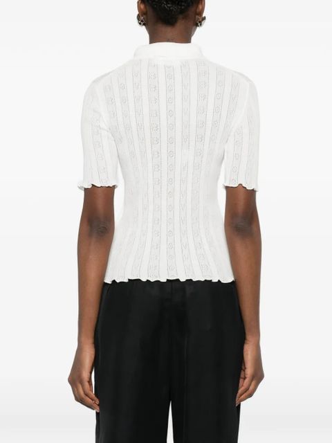 Victoria Beckham scalloped cotton polo shirt - White
