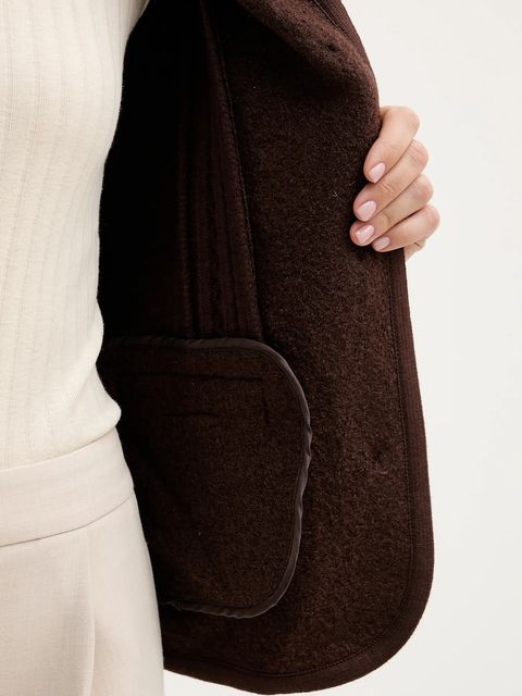 Hoss Intropia kurtka wełniana kolor brązowy przejściowa 5432678