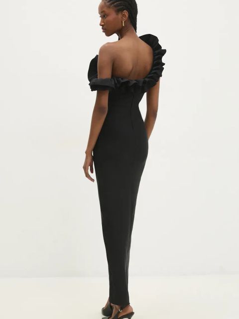 Answear.LAB sukienka kolor czarny maxi dopasowana