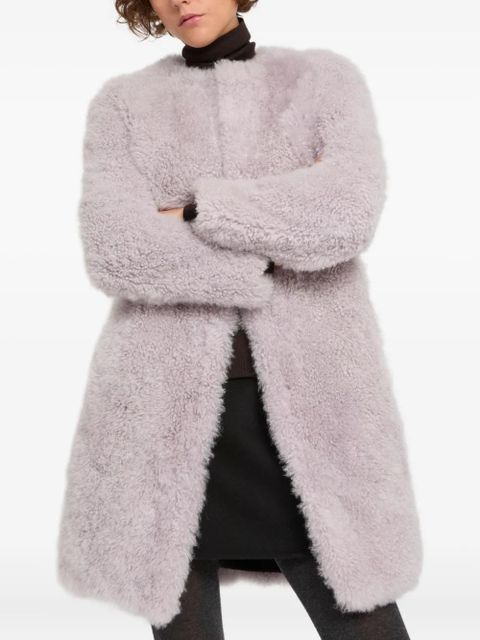 Yves Salomon belted-waist coat - Purple