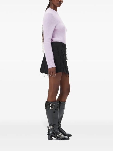 GANNI brushed long sleeve jumper - Purple