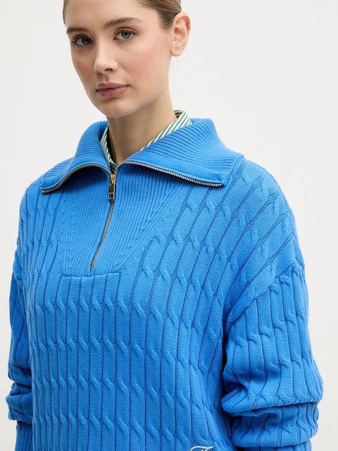 Tommy Hilfiger sweter bawełniany damski kolor niebieski z golfem WW0WW47643