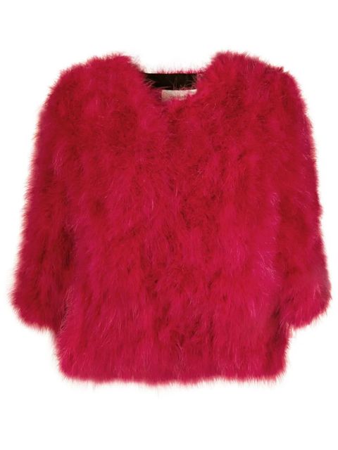 Yves Salomon single-breasted feather jacket - Pink - zdjęcie produktu nr 1