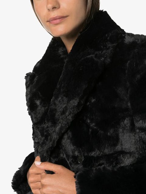Saint Laurent faux fur peacoat - Black
