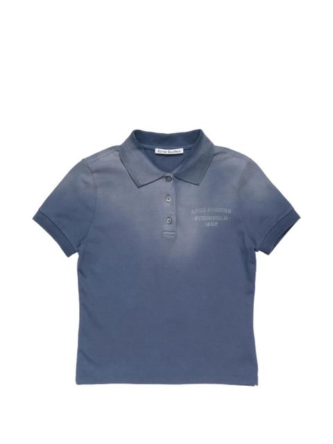Acne Studios faded-effect logo-print polo shirt - Blue - zdjęcie produktu nr 1